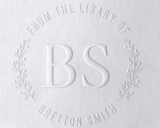 10+ Designs Custom Book Embosser with Your Name from The Library of, Book Belongs to, Floral Ex Libris, Great Book Lover Gift 1 x 5/8" (Initials)