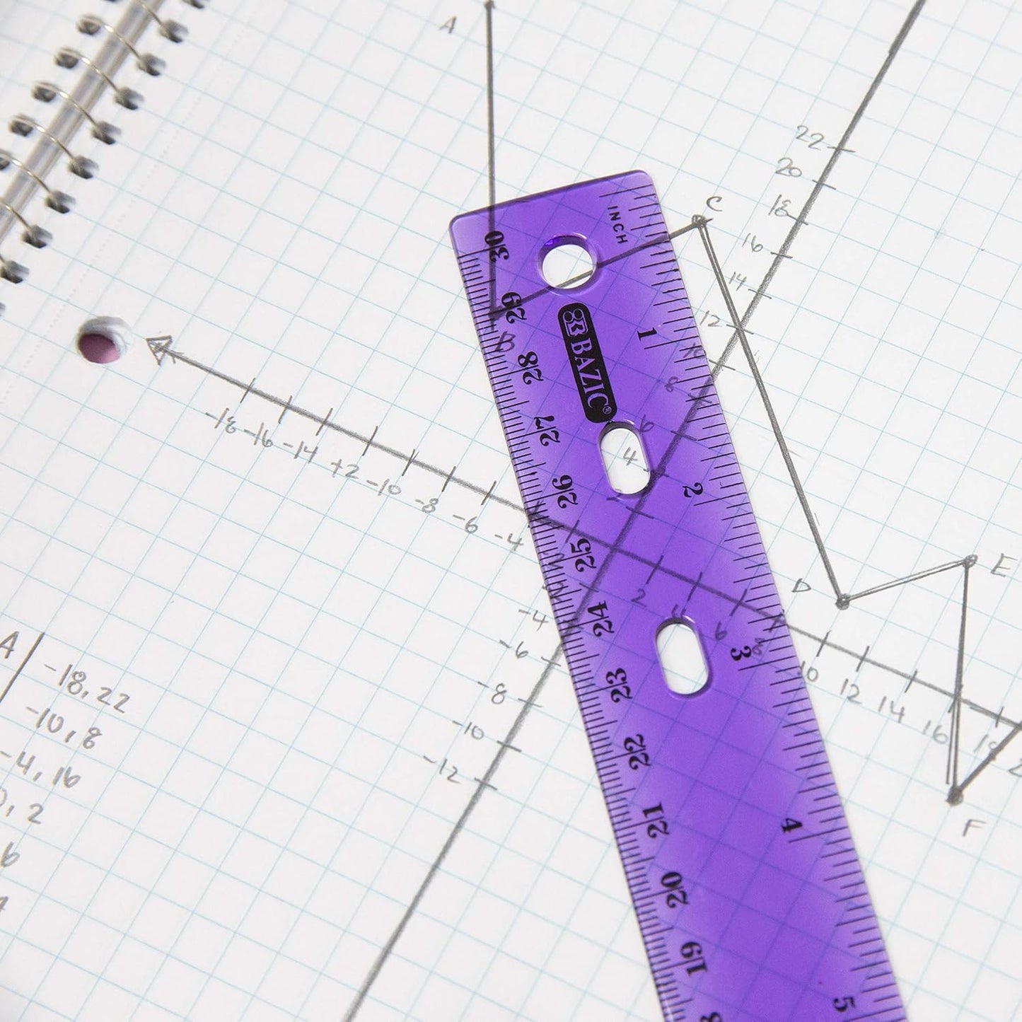 BAZIC Jeweltones Color Plastic Ruler 12" (30cm), Inches Centimeter Metric Measuring Drafting Rulers, for Students School Supplies (4/Pack), 2-Packs