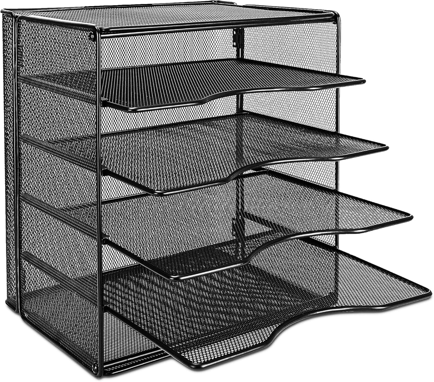 Amazon Basics 5 Slot Desk Rectangular Organizer Tray, Black, 13.6 x 9.5 x 12.8 inch