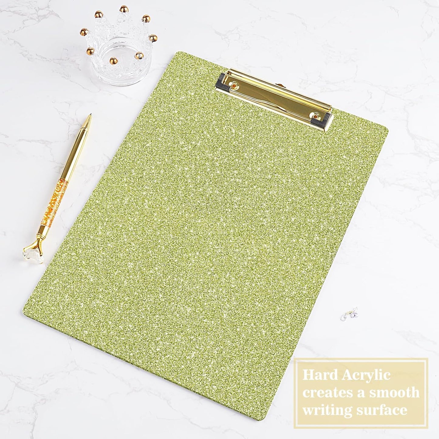 Hongri Plastic Acrylic Glitter Clipboard, 8.5x11" Stardard Letter A4 Size Clipboards for Classroom, Taecher, Women.Cute Confetti Clip Board, Office Supplies, School Supplies.