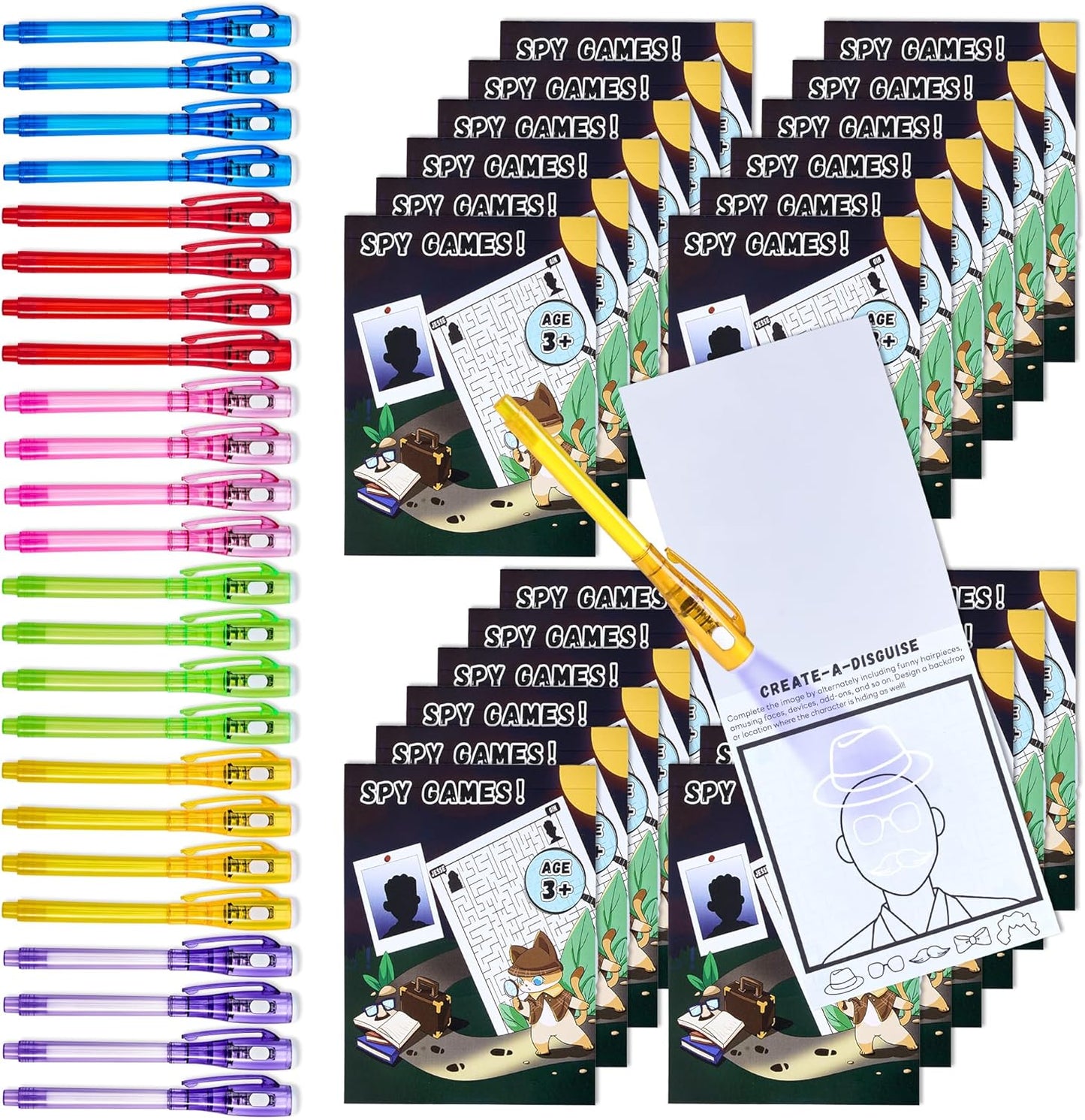 JoyCat 6 Pcs Invisible Ink Pens with UV Light for Kids with Notebooks,Spy Pen Magic Markers for Secret Message,Class Prizes for Students Bulk,Birthday Gift for Boys Girls