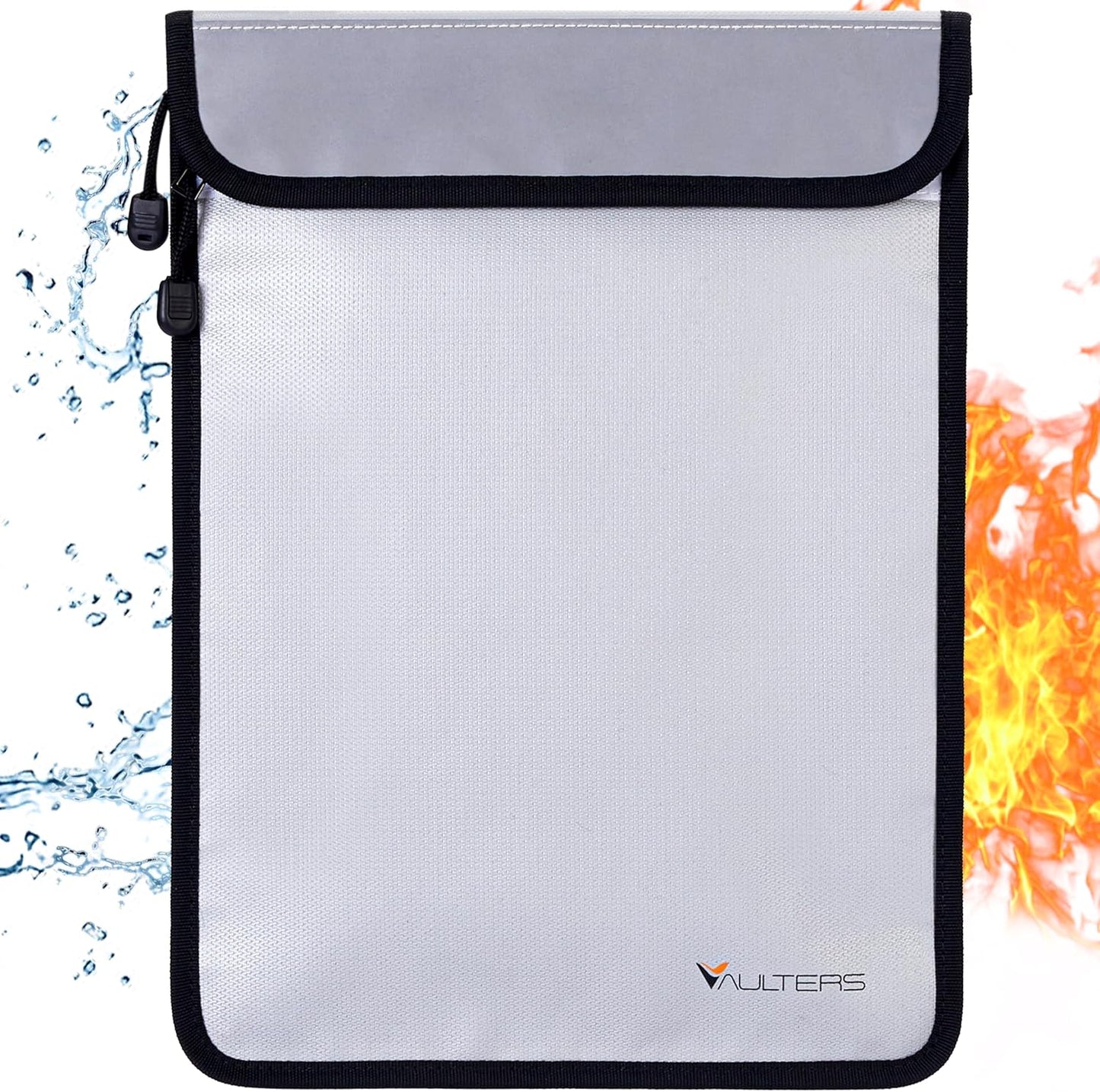 2000°F Upgraded Fireproof Document Bag - 15"x11" Fireproof & Waterproof Document Bag with Dual Pockets & Zipper, Silicone-Coated Fire Safe Bag for Cash, Documents, Passport, Valuables & Legal Files