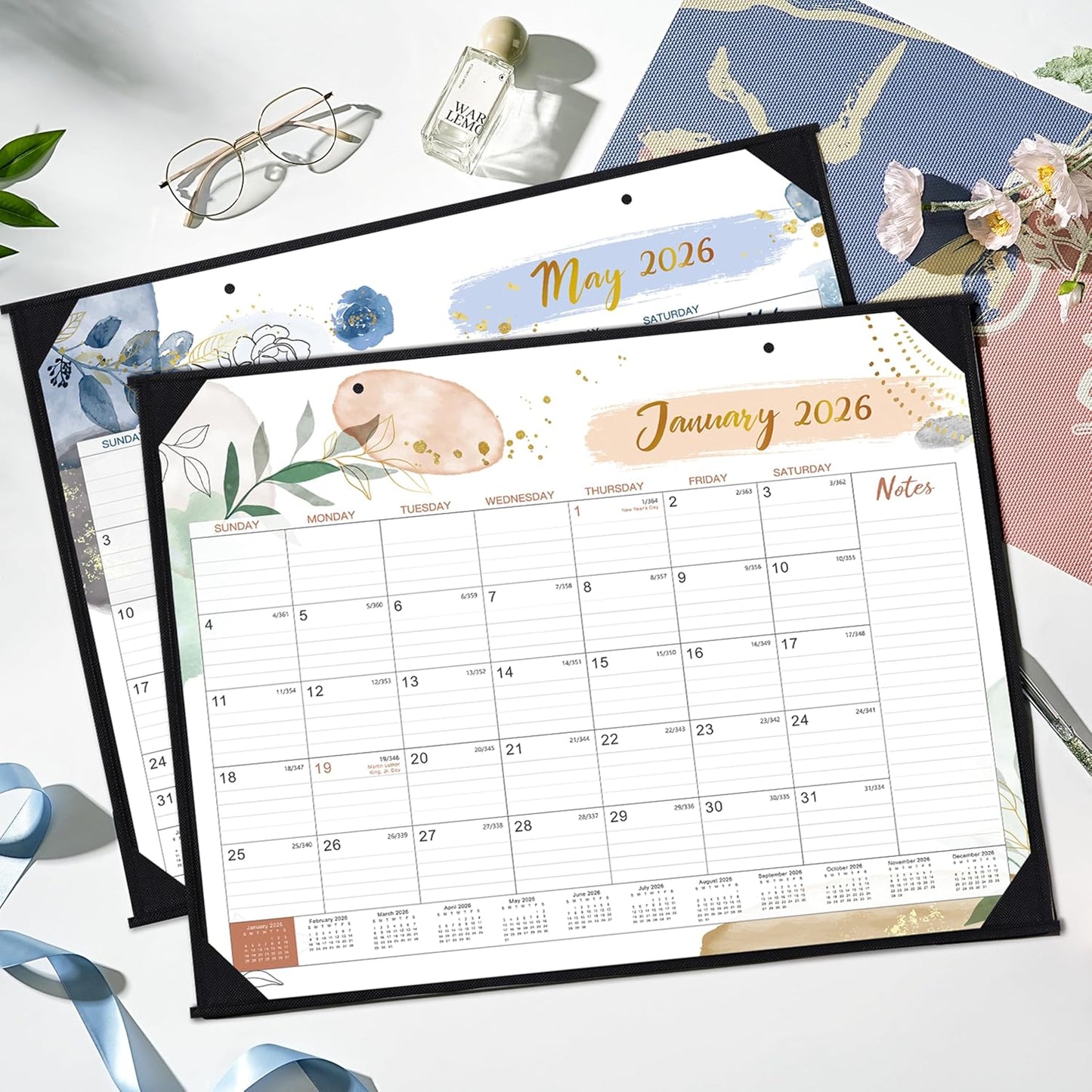 2026 Desk Calendar - Desk Calendar 2026, 22" x 17", July 2025 - December 2026, 18 Monthly Desk/Wall Calendar, Large Ruled Blocks, Notes, Thick Paper, Corner Protector