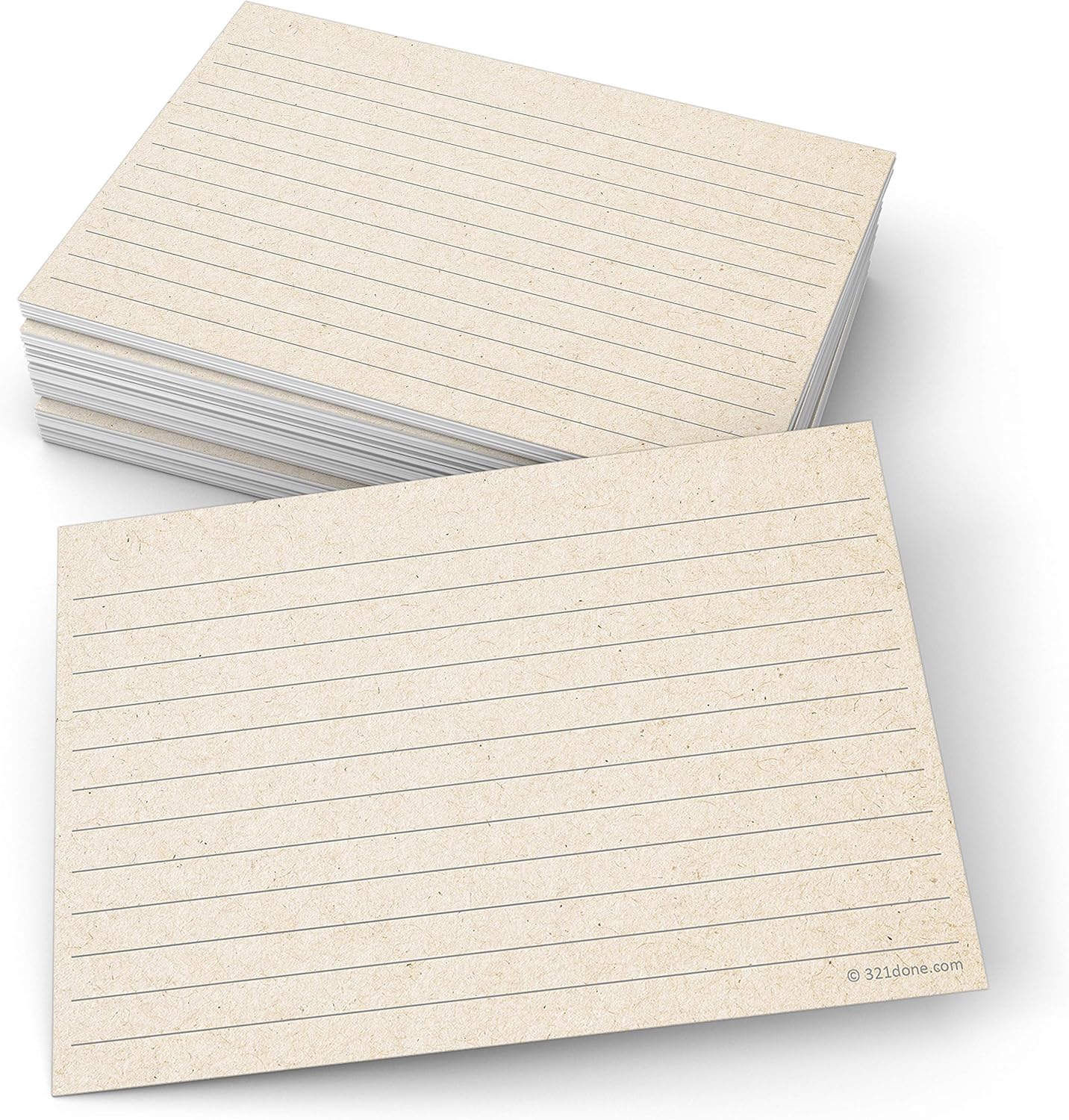 321Done Rustic Ruled Index Cards - Made in USA - Large 4x6 (Set of 50), Kraft Tan, College-Ruled Lined Notecards Double-Sided, Thick Heavy Duty Cardstock, Simple Cute Pretty Note Cards with Lines