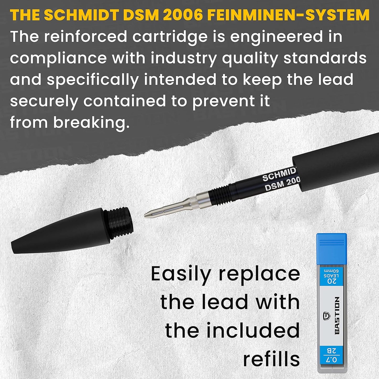 BASTION® Luxury Mechanical Pencil, Professional Lightweight Medium Point Aluminum Pencil for Birthday Gift includes 20 x 0.77mm Lead Refills - Black