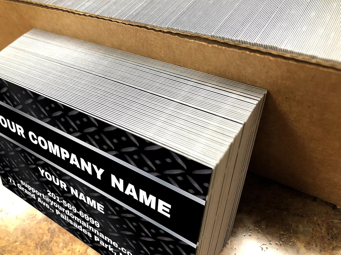 IMPACTONLINEPRINTING, Business Cards 100pcs - Thick Smooth16Pt Paper(350gsm), Metal-Black