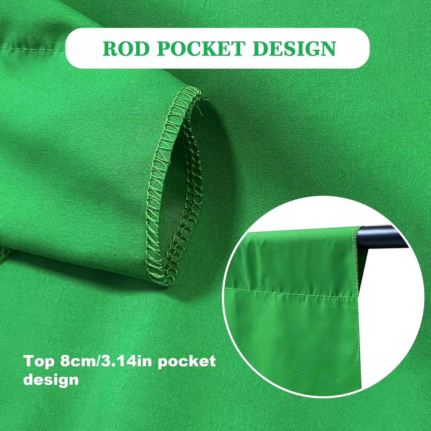 2 in 1 Green Backdrop Stand Kit, 6.5x6.5 ft Portable Dual Rod Stand kit with 6x7ft Green Backdrop-Premium Polyester for Video Streaming, Portrait Photoshoot, Wall Mounted, Parties