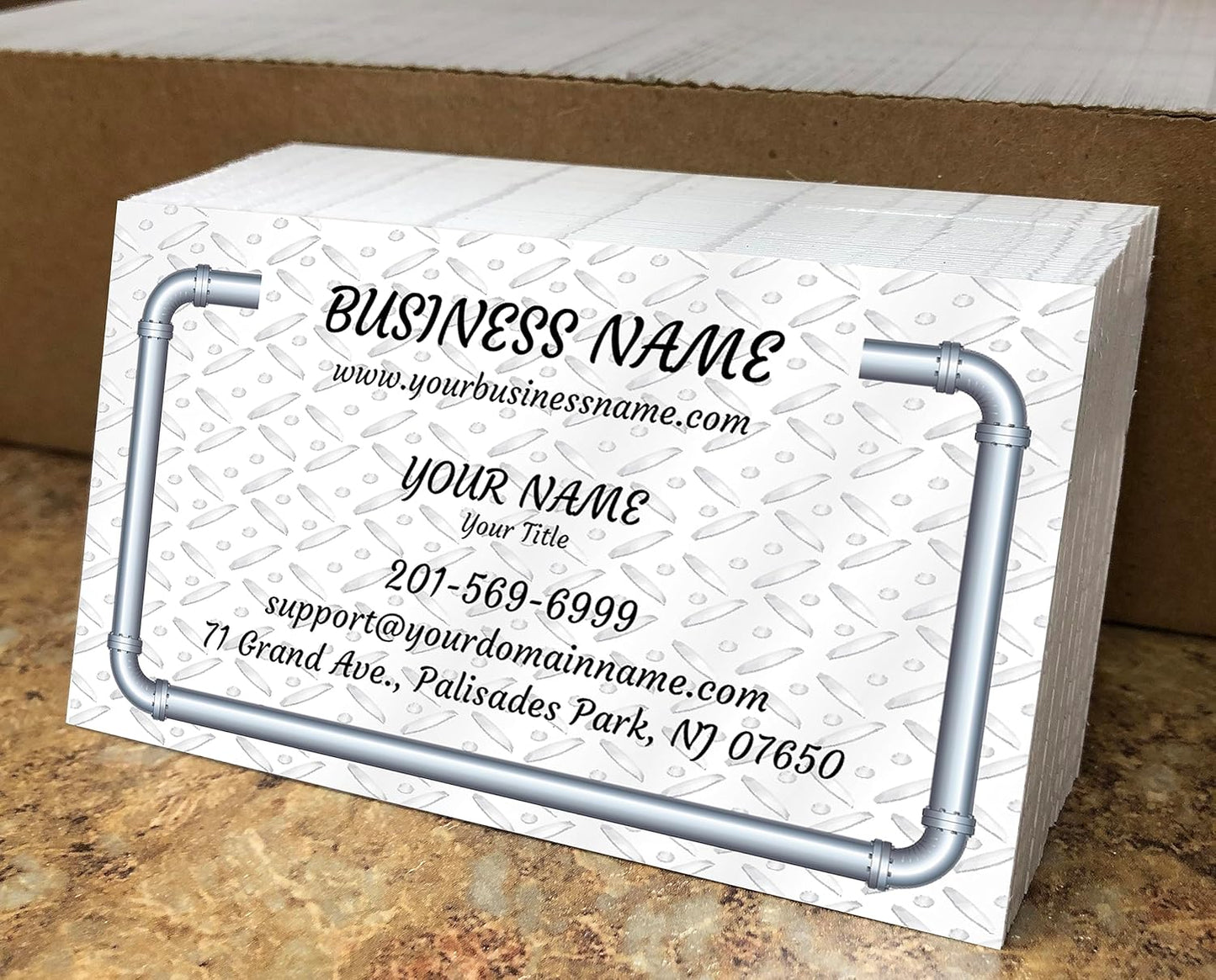 IMPACTONLINEPRINTING, Business Cards 100pcs - Thick Smooth16Pt Paper(350gsm), Plumbing
