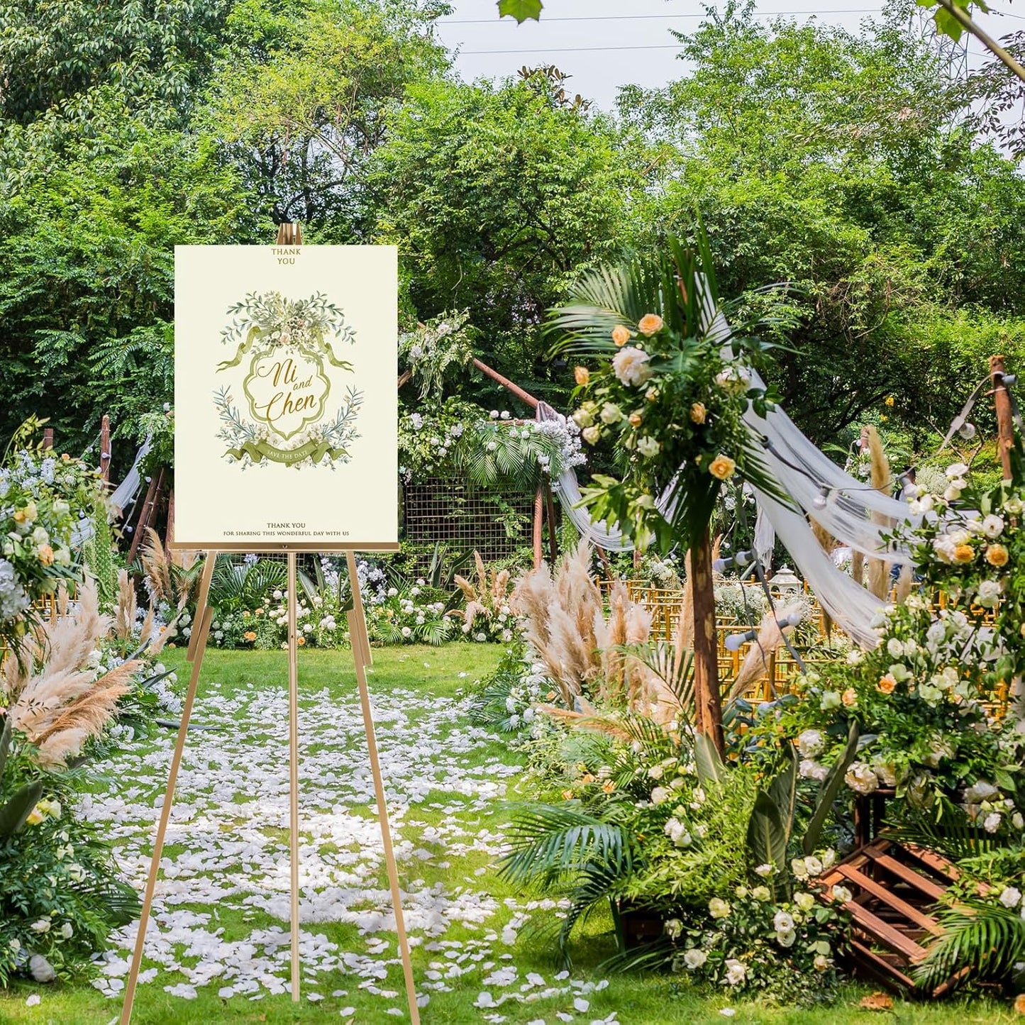 63''Wooden Tripod Display Easel Stand for Wedding Sign, Portable Tripod Wood Artist Easel