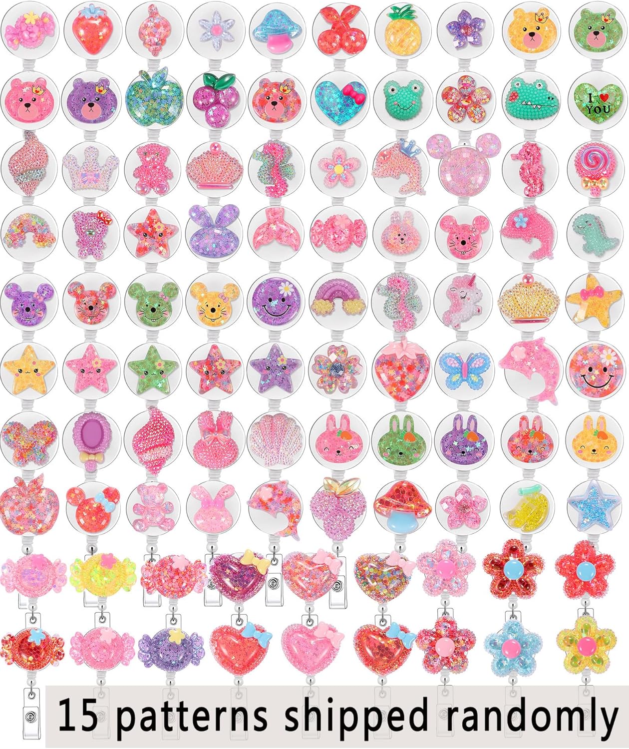 10PCS Badge Reel Clip Retractable Lanyard for Id Badges - Women & Nurses, Cute Card Holder Reel