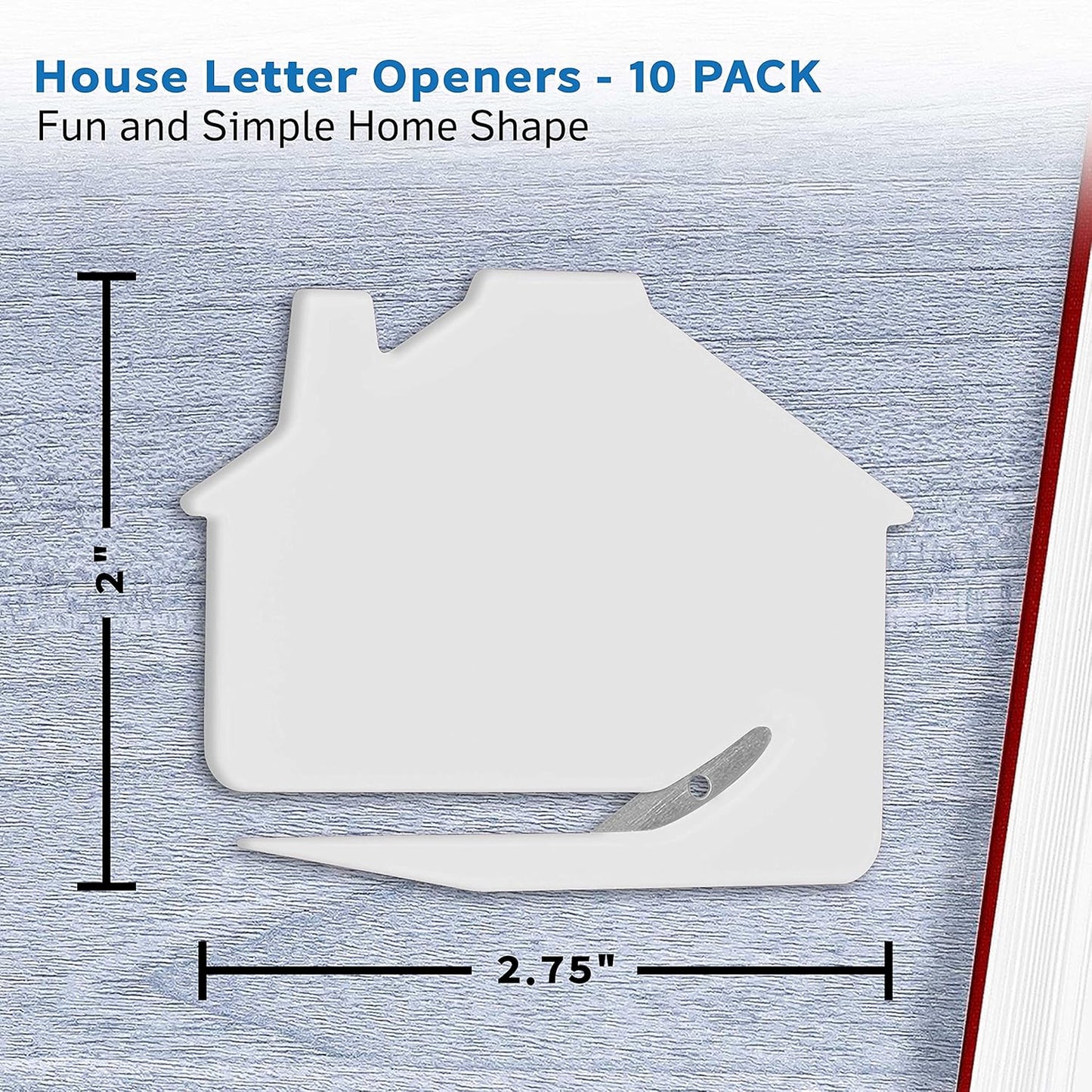 House Letter Openers Set of 10, Bulk Pack - Perfect for Home or Office - White