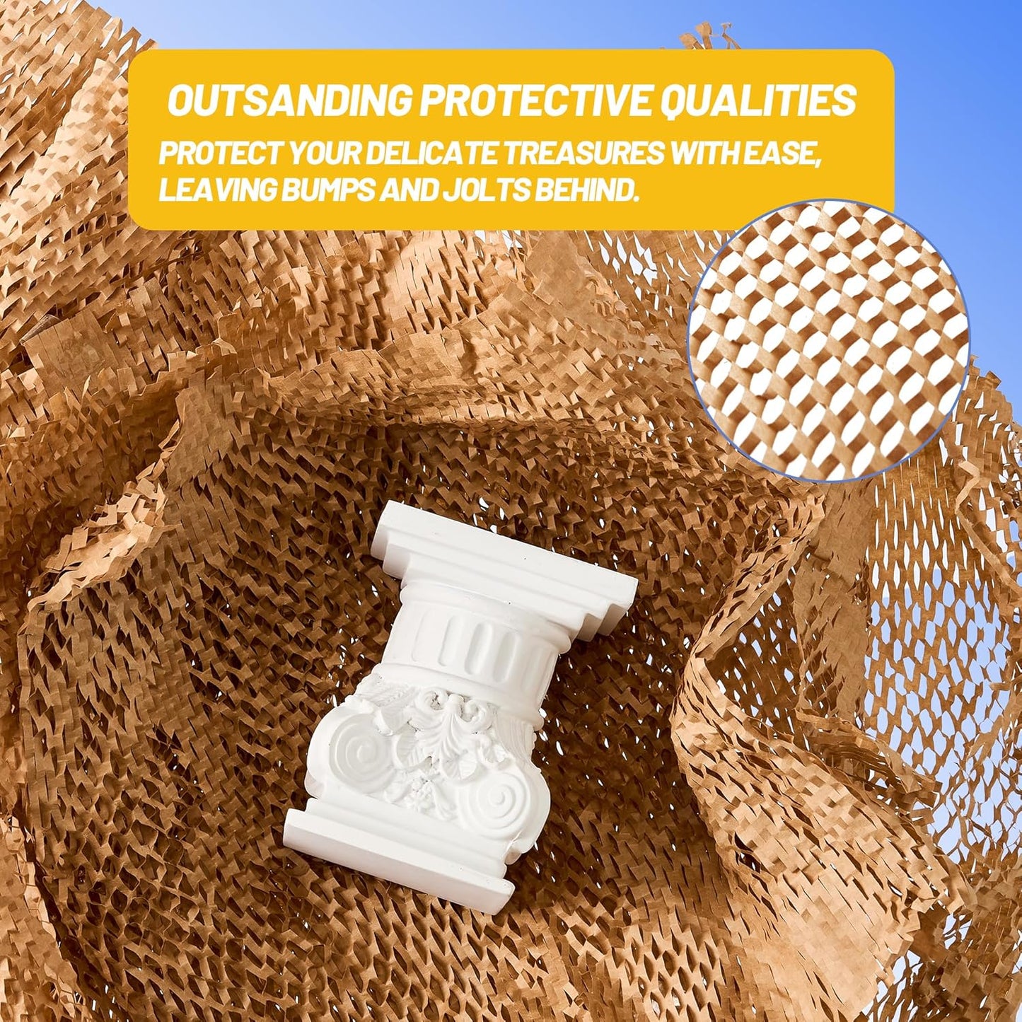 Honeycomb Packing Paper 12"Wx131'L-Bubble Wrap Substitute Alternative for Shipping, Moving Supplies, Small Business Packaging, Packing Boxes & Gifts Wrapping Paper with 20 Fragile Stickers