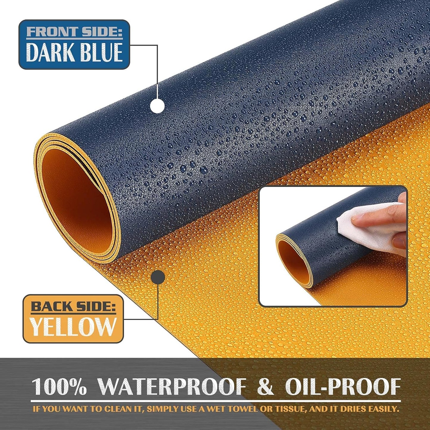 K KNODEL Large Office Leather Desk Mat, Mouse and Keyboard Pad, Computer and Laptop Mat, Desktop Protector and Cover, Writing Pad and Blotter (31.5"x15.7", Dark Blue)