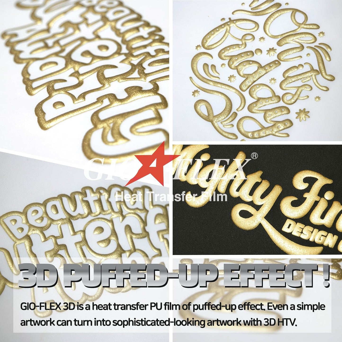 3D Puff Vinyl Heat Transfer 10" x 12" - 10 Sheets Foaming HTV Gold Colors Bundle/Variety Pack, Adhesive Vinyl, Iron-On Transfer, Heat Press with Cricut Silhouette Cameo