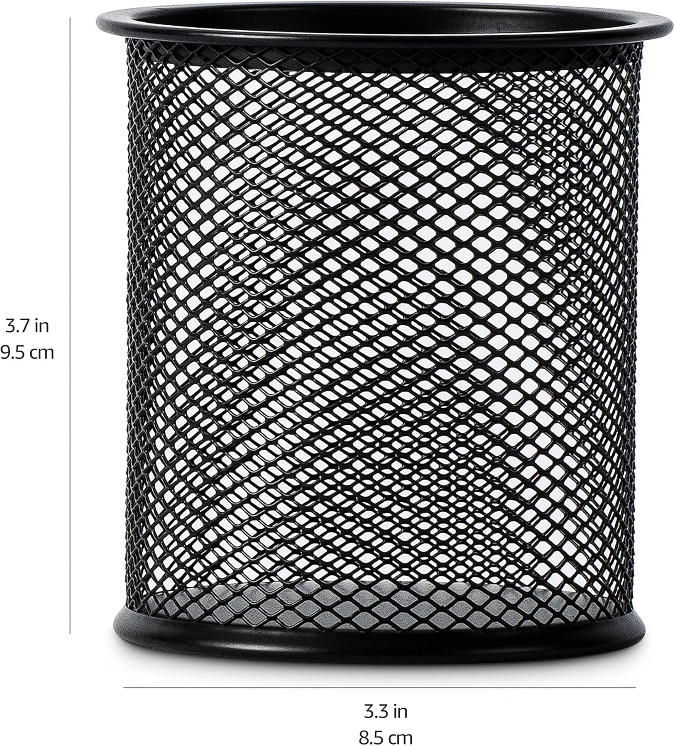 Amazon Basics Wire Mesh Pen Cup, Office Caddy Storage, Black, ‎3.7" x 3.3"