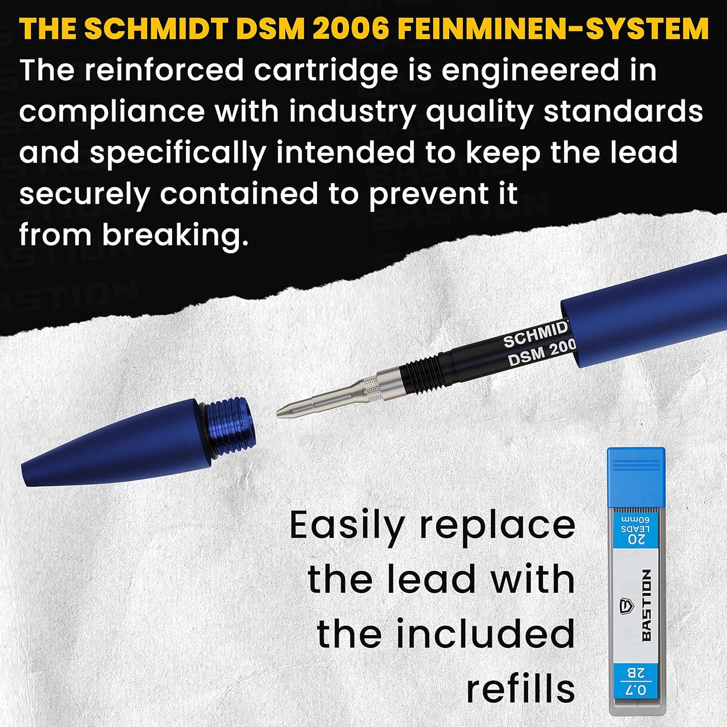 BASTION® Luxury Mechanical Pencil, Professional Lightweight Medium Point Aluminum Pencil for Birthday Gift includes 20 x 0.77mm Lead Refills - Blue