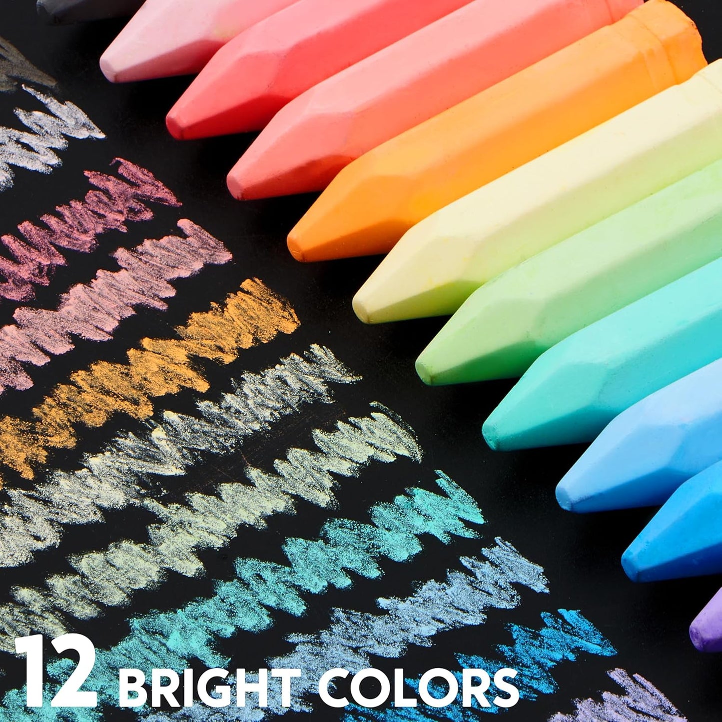 JOYIN 48 PCS Cone Shaped Washable Sidewalk Chalks Set, 12 Colors, Non-Toxic Jumbo Chalk Set for Art Play, Sidewalk Colored Outside Washable Set for Summer Outdoor Games and Chalkboard Drawing