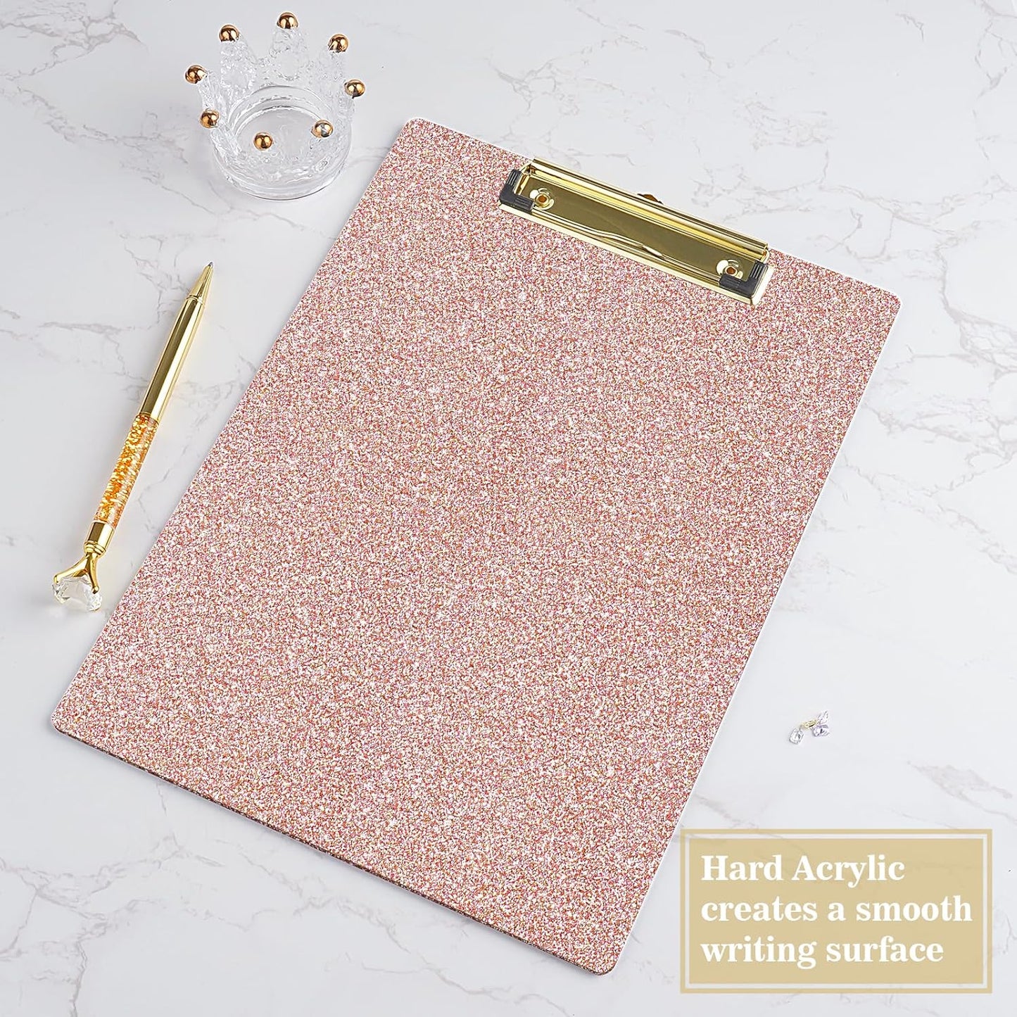 Hongri Plastic Acrylic Glitter Clipboard, 8.5x11" Stardard Letter A4 Size Clipboards for Classroom, Taecher, Women.Cute Confetti Clip Board, Office Supplies, School Supplies.