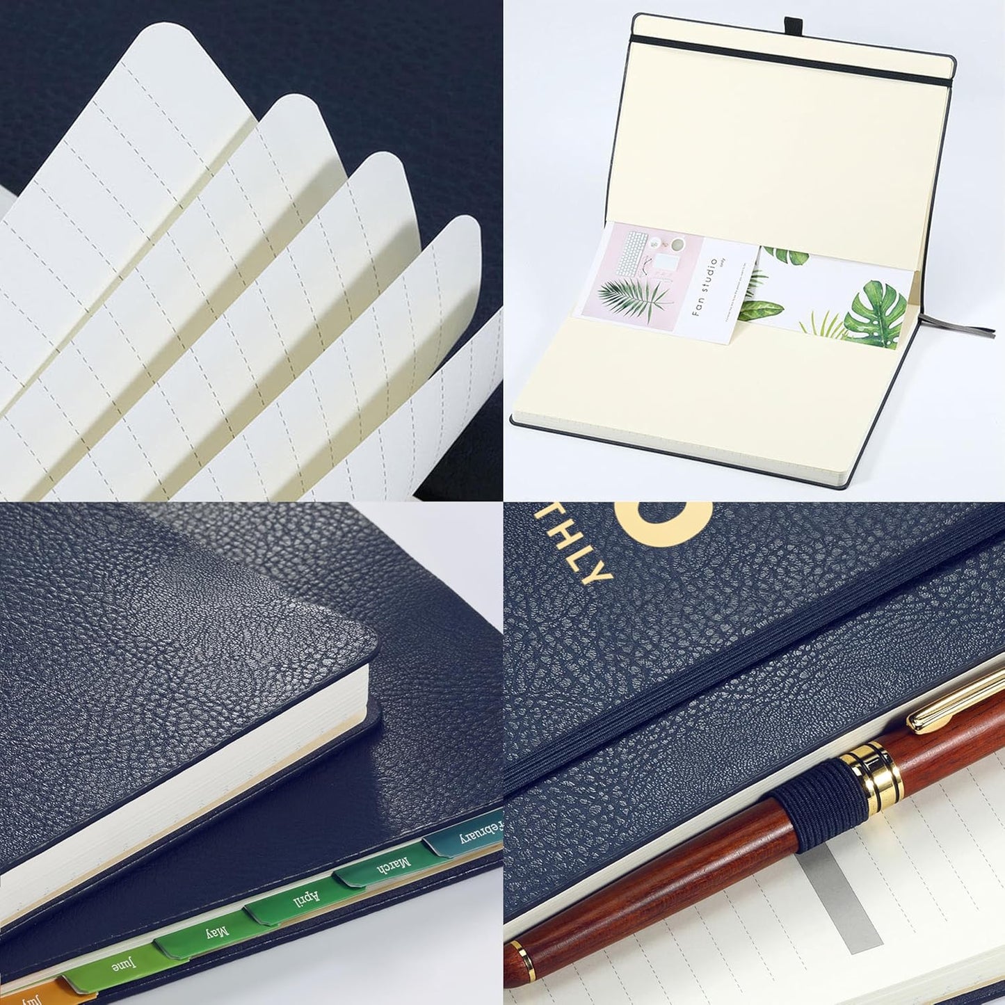 2026 Planner - Jan 2026 - Dec 2026, 2026 Planner Weekly and Monthly, 8.5" x 11", Pen Holder, Calendar Stickers, Pocket, 25 Notes Pages, Faux Leather Cover, A4 Premium Paper - Blue