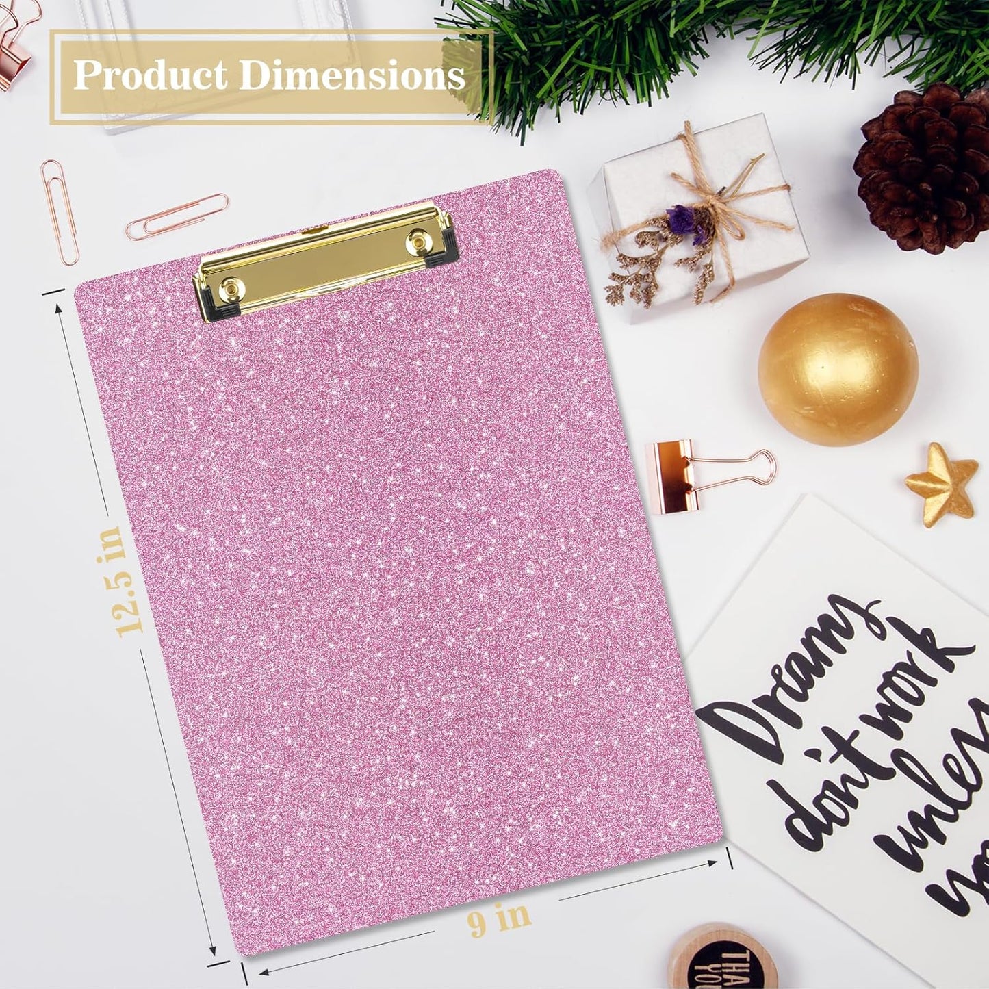 Hongri Plastic Acrylic Glitter Clipboard, 8.5x11" Stardard Letter A4 Size Clipboards for Classroom, Taecher, Women.Cute Confetti Clip Board, Office Supplies, School Supplies.
