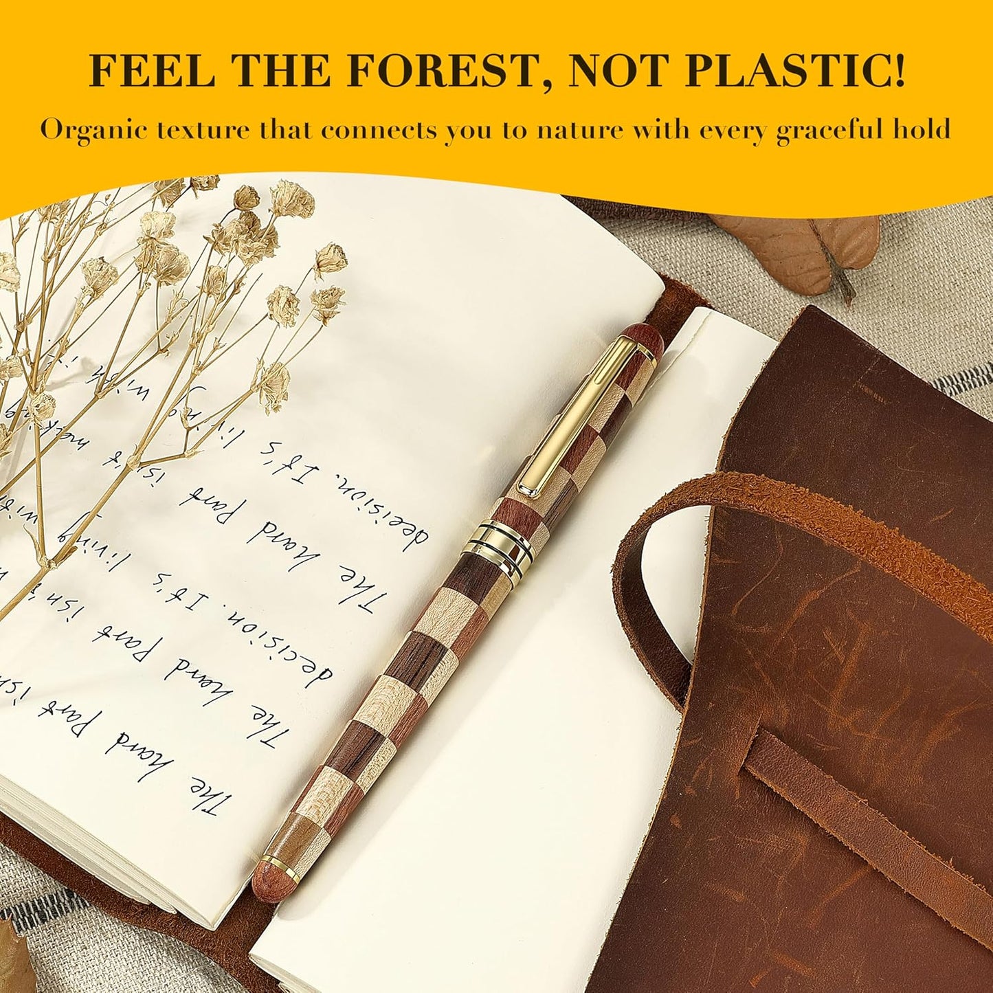 BEILUNER Luxury Wood Ballpoint Pen Writing Set, Chess Style - Elegant Fancy Nice Gift Pen Set for Signature Executive Business Office Supplies - Gift Boxed with Extra Refills (Black)