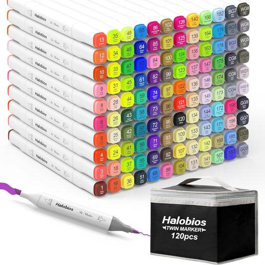 120 Colors Alcohol Markers Set, Dual Tip Fine & Chisel Drawing Markers Alcohol Marker with Case, Marker for Adults Kids Coloring Artists Drawing Sketching Card Making and Illustration