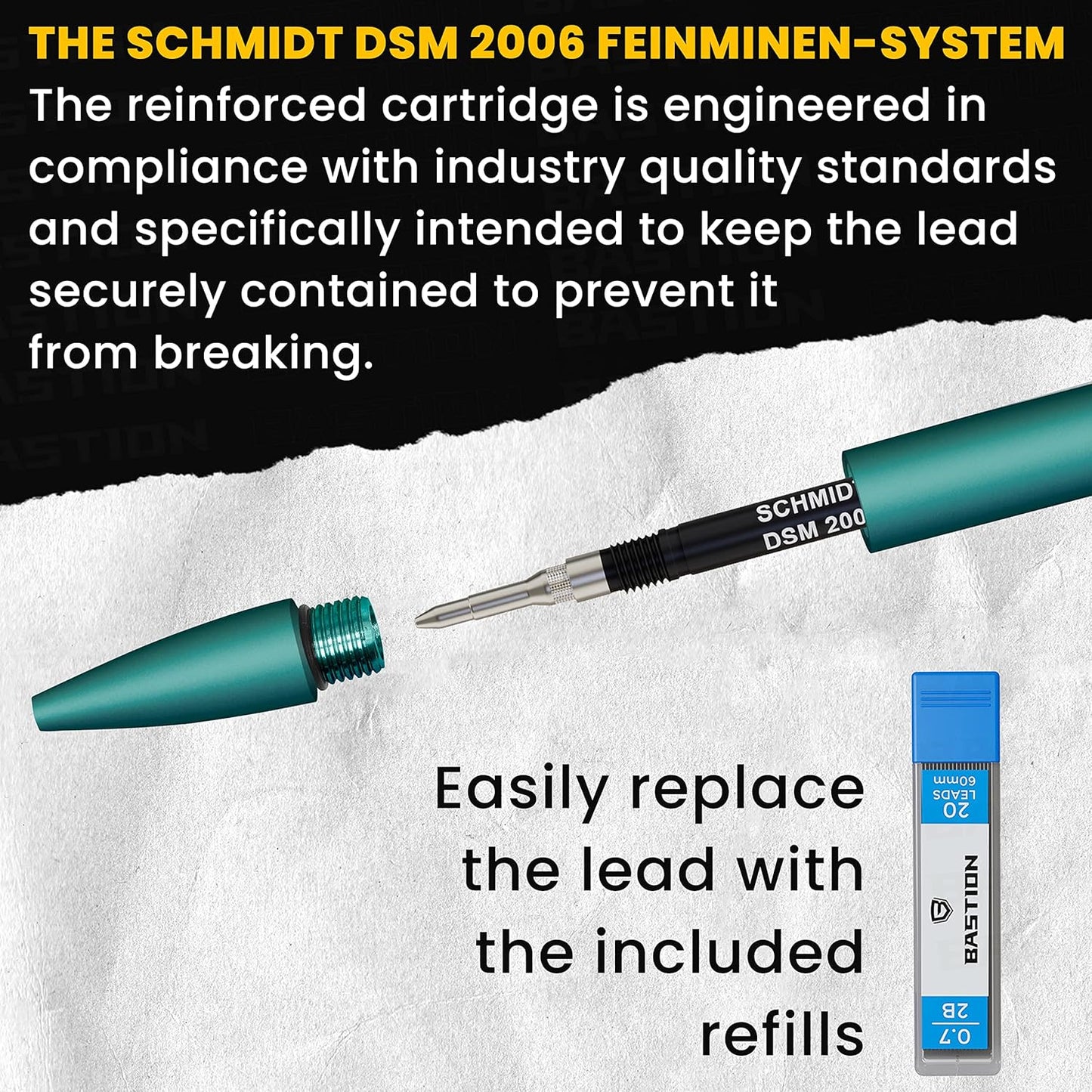 Bastion Mechanical Pencil with Medium Point Refillable Leads - Premium Aluminum Bolt Action Gift Case Metal For Architecture, Drawing, Sketching 20 x 0.7mm Lead Refills, (PENCL-BLTACN-ALTFB)