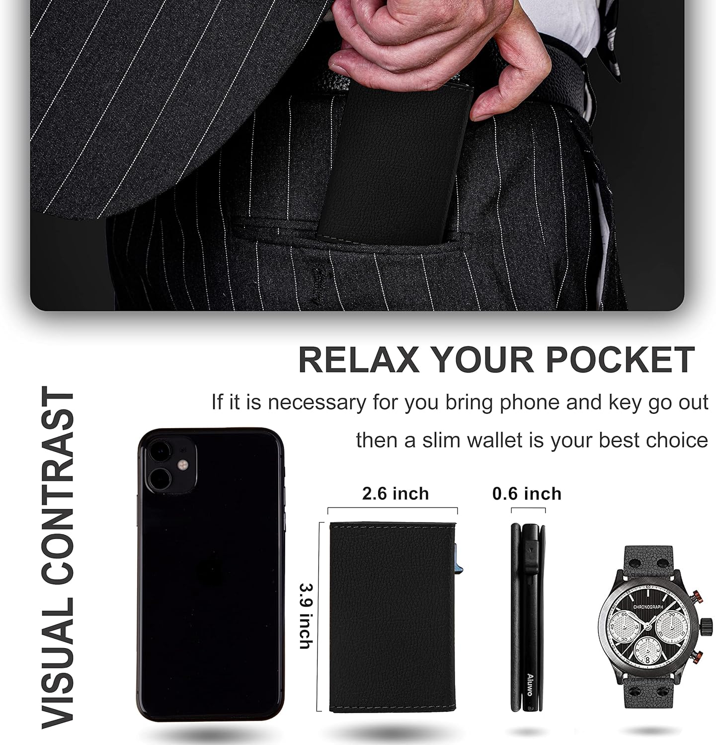 Aiuwo Wallet for Men,Mens Wallet Card Holder,Smart,Slim,Minimalist Wallet,Credit Cards Holder RFID Blocking Wallet (Card Wallet, Lichee Black)