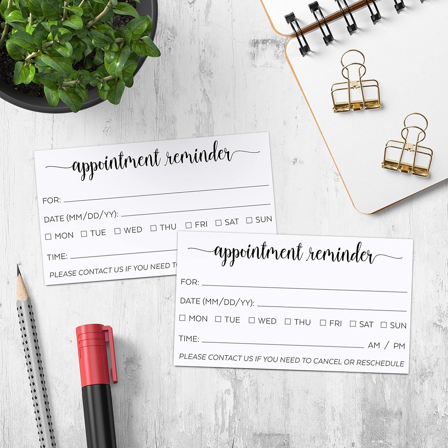321Done Appointment Reminder Card (50) 2x3.5 White - Business Card Size Your Next Appointment for Hair Nail Salon, Spa, Massage, Hairdresser, Grooming, Doctor, Dentist Office - Simple, Cute