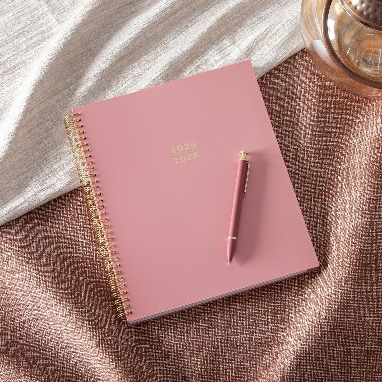 Blue Sky 17 Month 2025-2026 Weekly and Monthly Academic Year Planner Calendar, August 2025 - December 2026, 8.5" x 11", Flexible Cover, Wirebound, Laminated Tabs, Dusty Rose