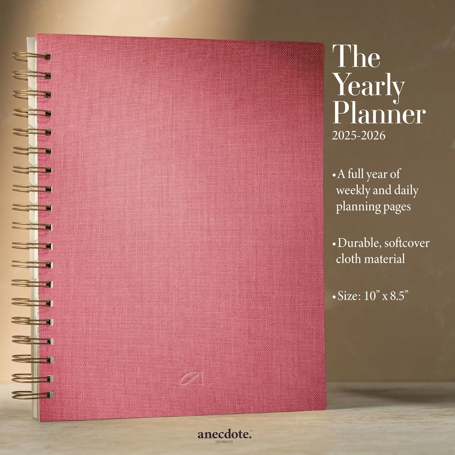 Anecdote Planner 2026 (8.5" x 10") Spiral Yearly Planner - 2026 Planner Weekly and Daily - Features a Library Buckram Cover, Brass and A4 Size Bleed-Resistant Paper - Organize All 52 Weeks. Start Anytime – Blossom