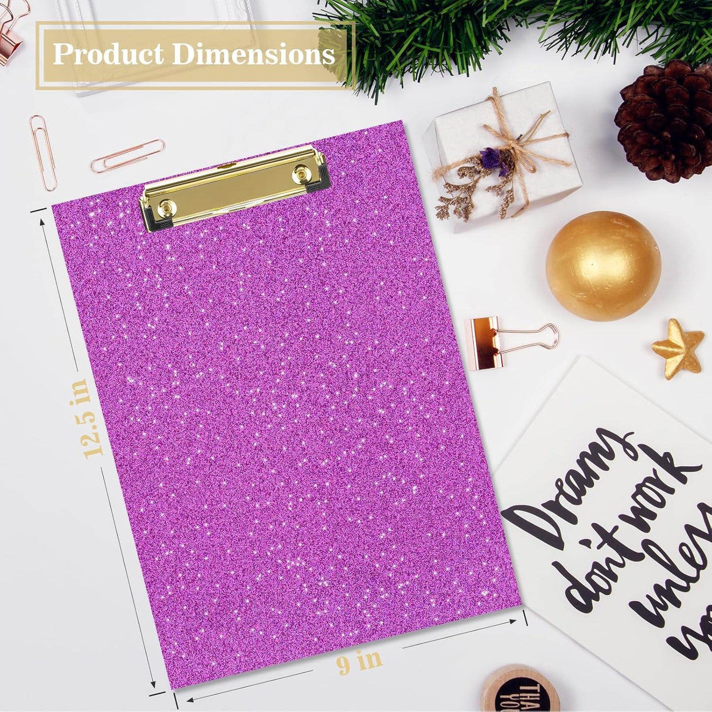 Hongri Plastic Acrylic Glitter Clipboard, 8.5x11" Stardard Letter A4 Size Clipboards for Classroom, Taecher, Women.Cute Confetti Clip Board, Office Supplies, School Supplies.