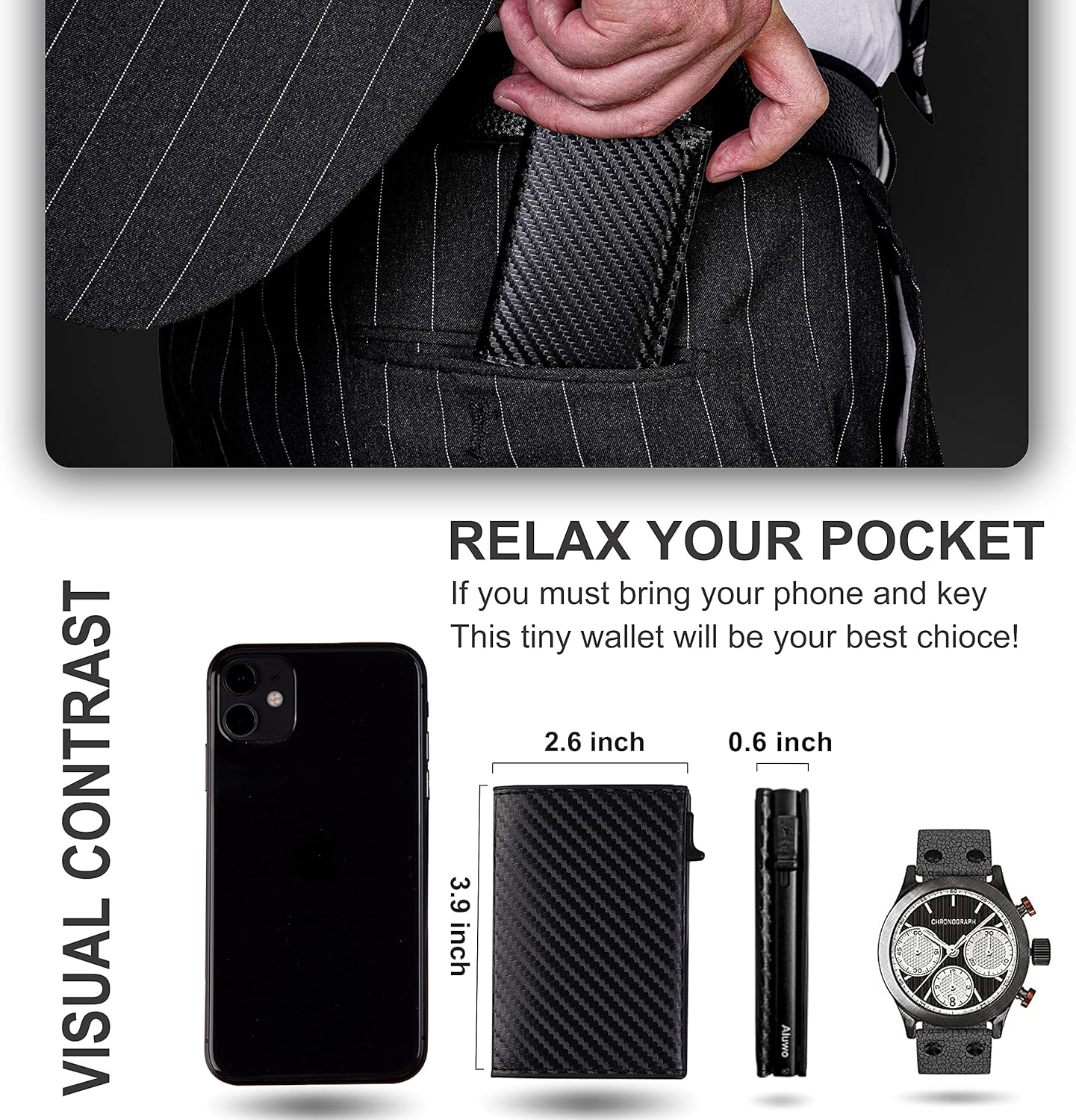 Aiuwo Airtag Wallet for Men,Mens Wallet Card Holder,Smart,Slim,Minimalist Wallet,Credit Cards Holder RFID Blocking Wallet (Airtag Wallet, Carbon Fiber)