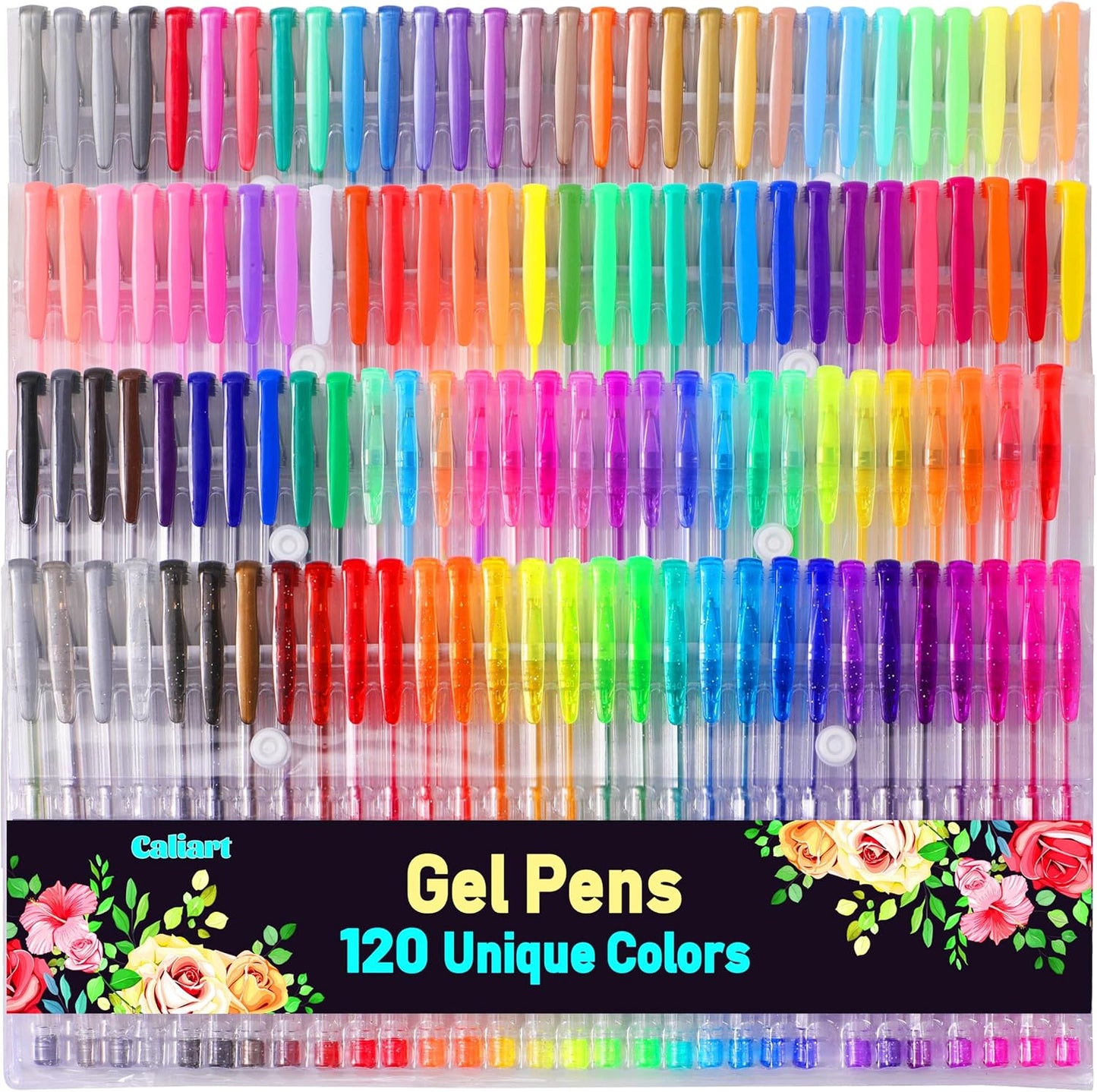 120 Colors Gel Pens, Colored Neon Glitter Pen for Adult Coloring Books, 40% More Ink Fine Point Gel Markers Set, Art Supplies Gift for Adults Drawing Doodling Scrapbook Journaling