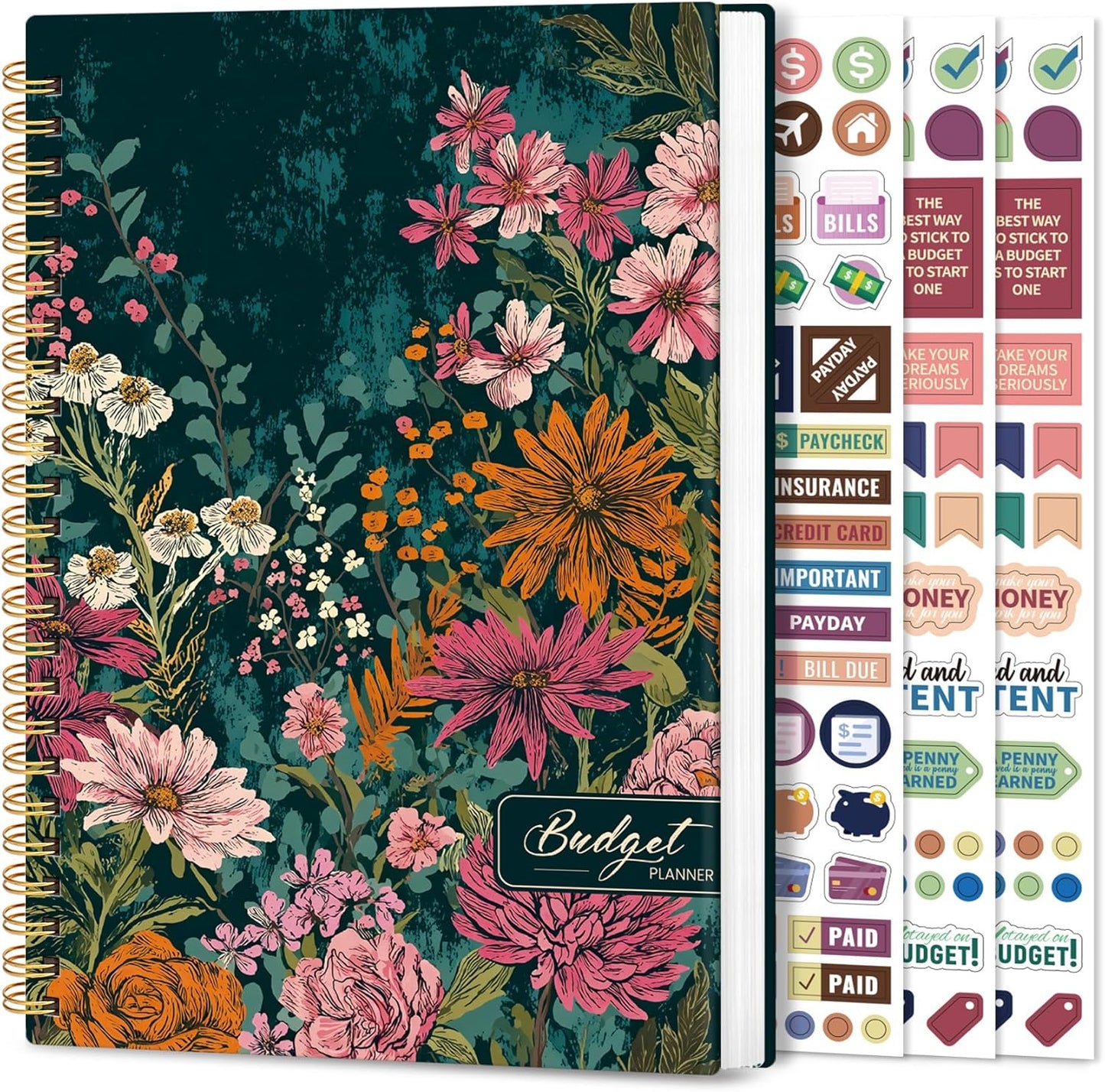 Aesthetic Budget Planner - Monthly Finance Planner with Expense Tracker Notebook, Undated Bill Organizer to Manage Your Finances, Account Book with Colorful Pattern-Wildflower Reverie