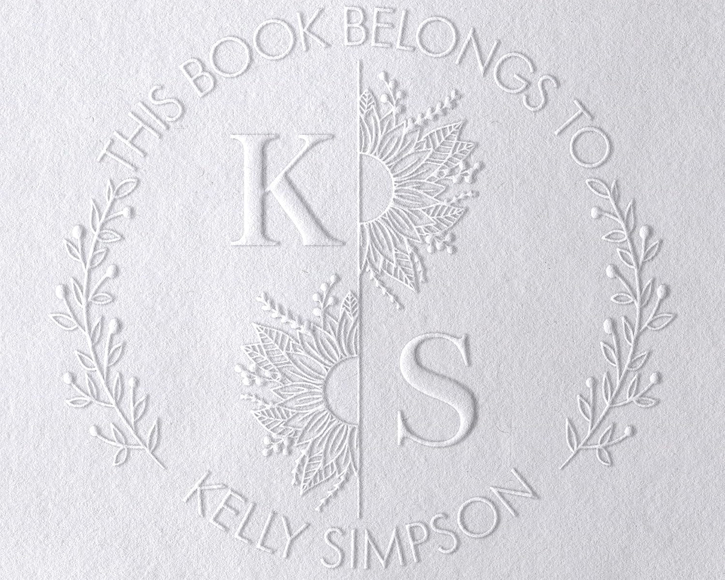 10+ Designs Custom Book Embosser with Your Name from The Library of, Book Belongs to, Floral Ex Libris, Great Book Lover Gift 1 x 5/8" (Initials)