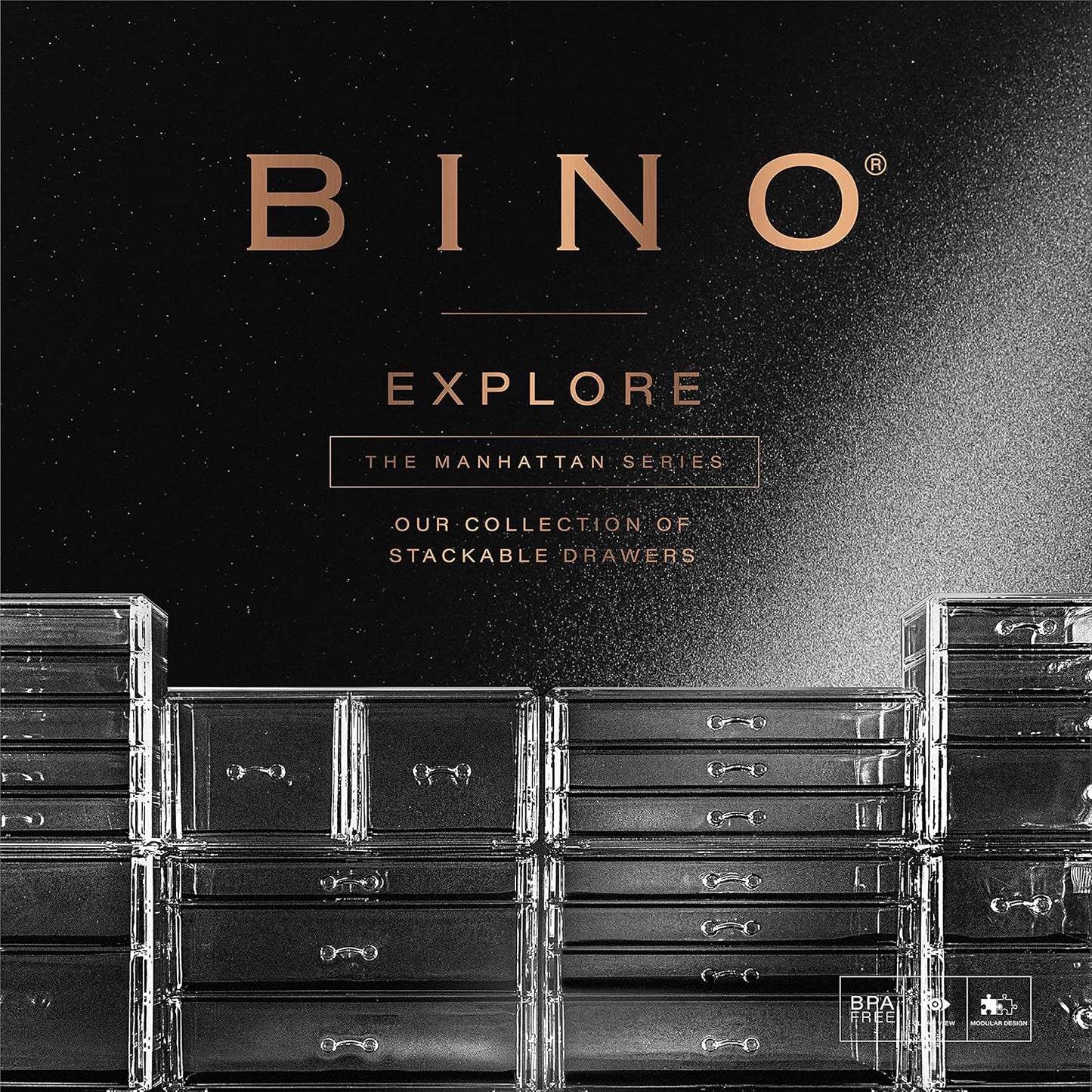 BINO THE MANHATTAN SERIES Acrylic Makeup Drawer Organizer- 5 Drawers | Clear Beauty Organizers and Storage| Cosmetic & Makeup Drawer| Home Organization| Jewelry & Vanity Accessories Drawers