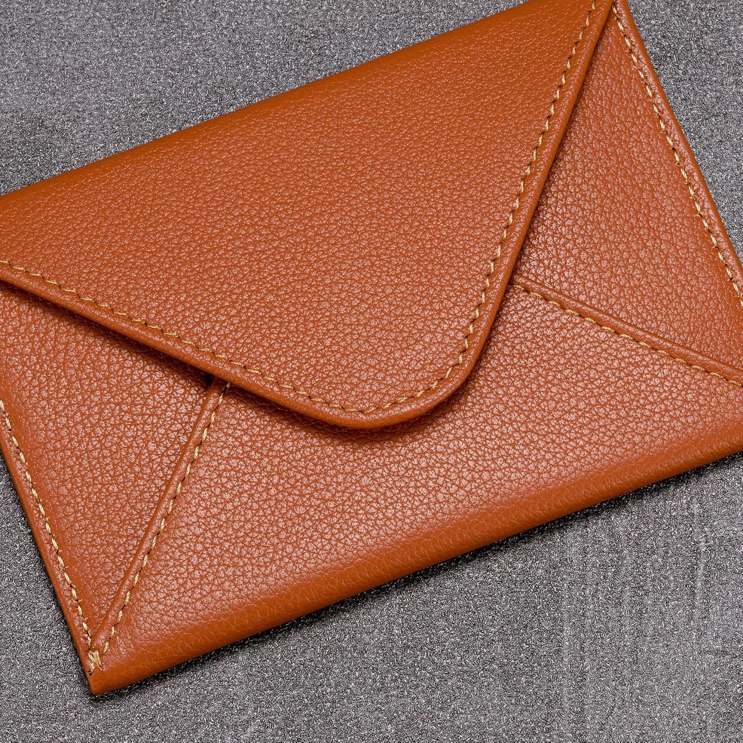HISCOW Envelope Business Card Case with Magnet Closure - Italian Calfskin (Tan)